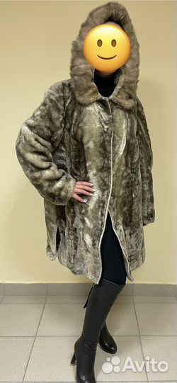 Шуба мутоновая с капюшоном 52 54