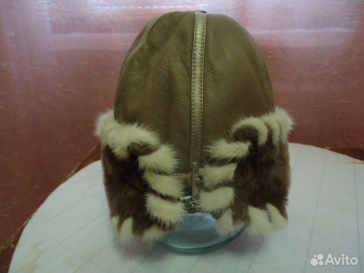 Шапка зимняя 58 р. кожа, мех натуральные