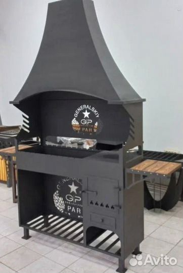 Мангал с вытяжкой и печкой под казан