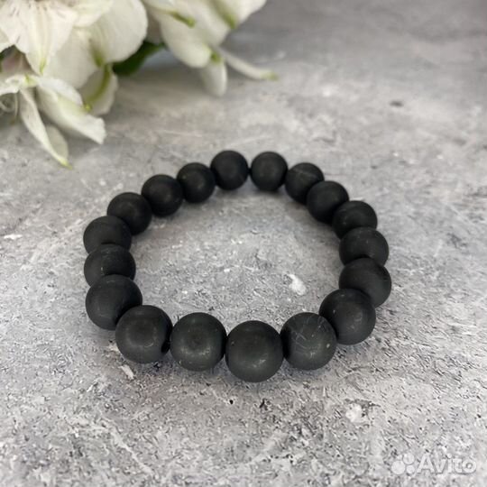 Моно браслет из натурального камня шунгит