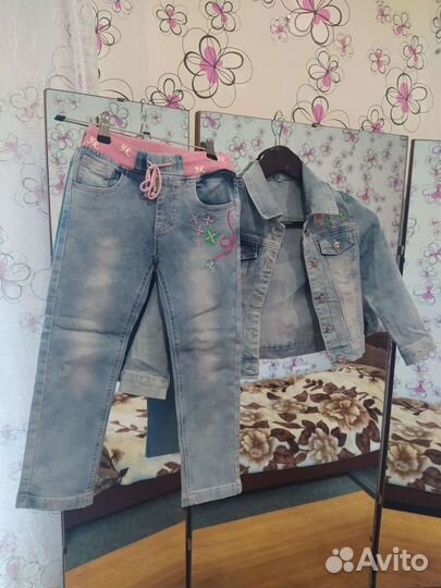 Джинсовый костюм для девочки 110