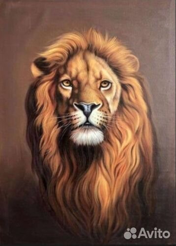 Большая картина маслом Король лев Премиум холст