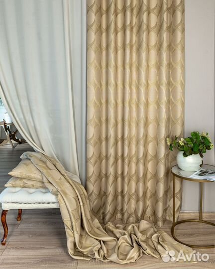 Комплект жаккард Альба Золотой песок готовые