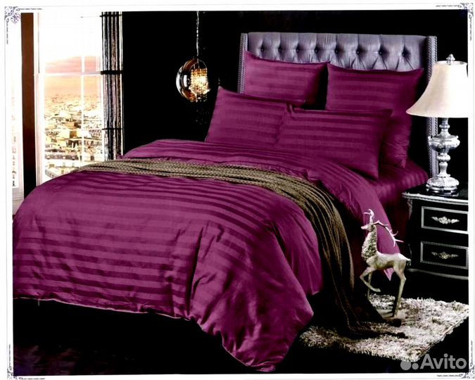 Постельное белье страйп сатин евро