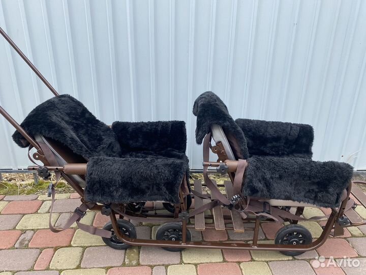 Санки с колесами для двойни/погодок