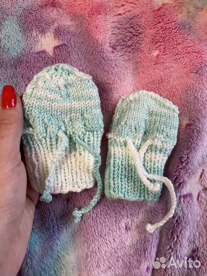 Вязаный вручную комплект размер 56-62