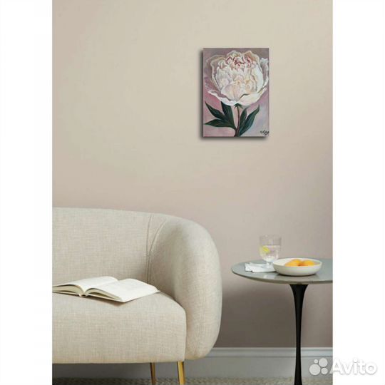 Пион. Картина маслом на холсте