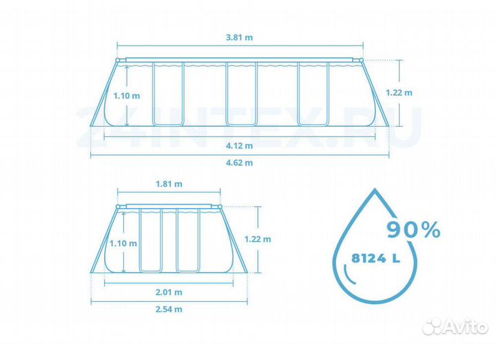 Каркасный бассейн Bestway 412х201х122 см