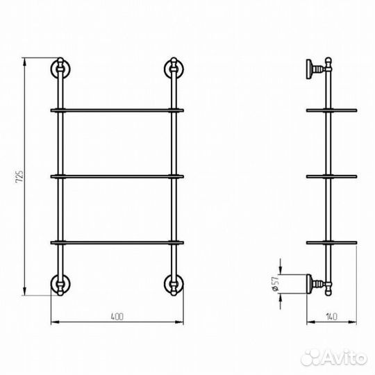 Полка 3-х ярусная Migliore Mirella 17232 хром