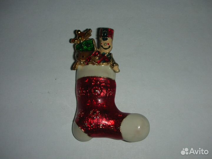 Брошь новогодняя, металл, эмаль