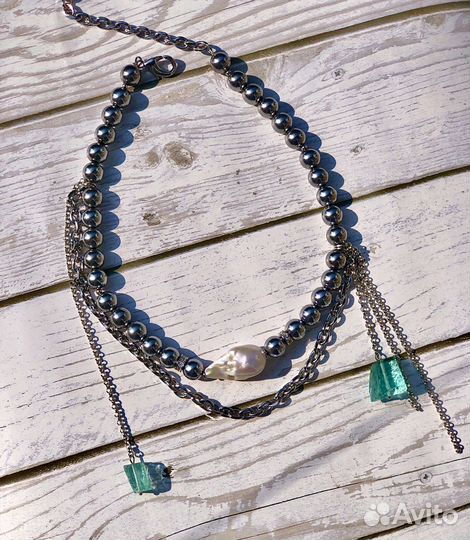 Чокер из натуральных камней гематит
