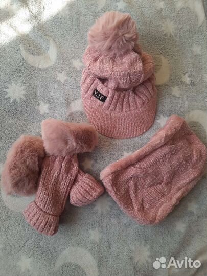 Комплект шапка, снуд, митенки