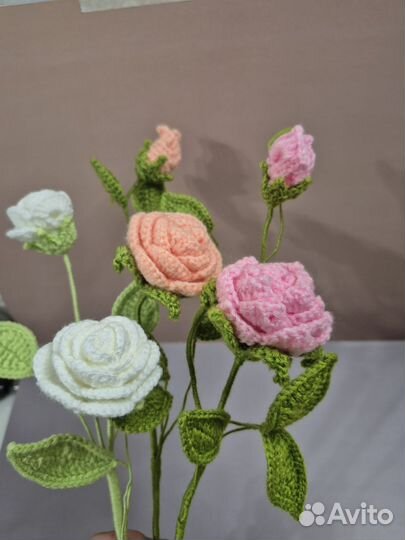 Вязанные цветы