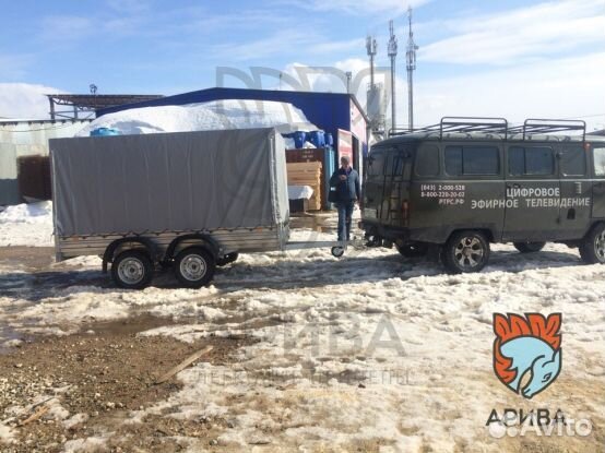 Двухосный прицеп с серым тентом 150 см. Качество