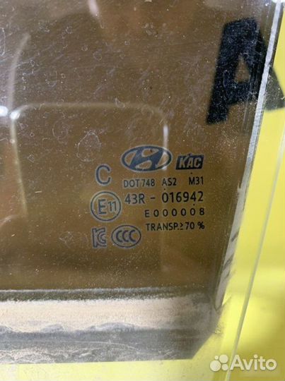 Стекло двери заднее левое Hyundai Solaris 2