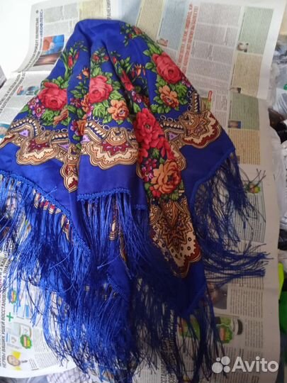 Платок шаль шерст.с бахром.85х85см Отл.сост