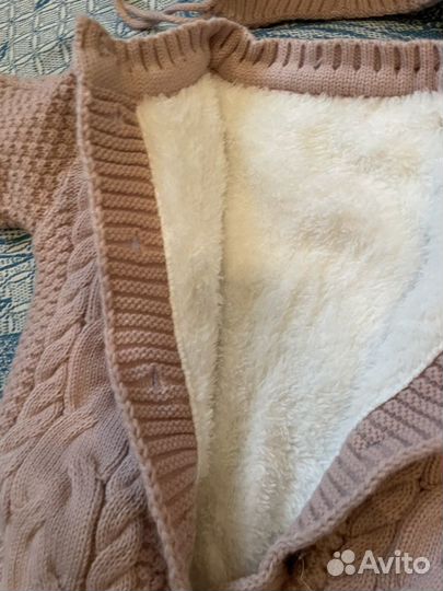 Вязанный комбинезон для новорожденных с начесом