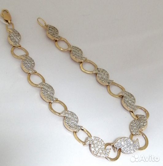 Браслет / размер 21 / 10,38г / Золото585 / фианиты круглые