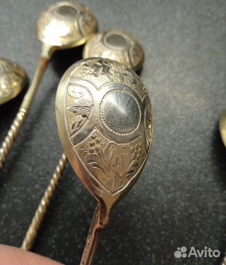 Набор 6 чайных ложек, серебро 84 пробы, 1873г