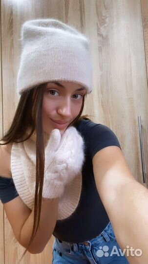 Вязаный комплект пух норки