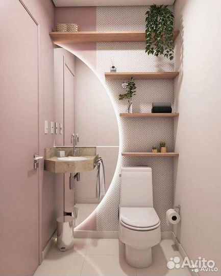 Зеркало в ванную с подсветкой полукруглое Lino