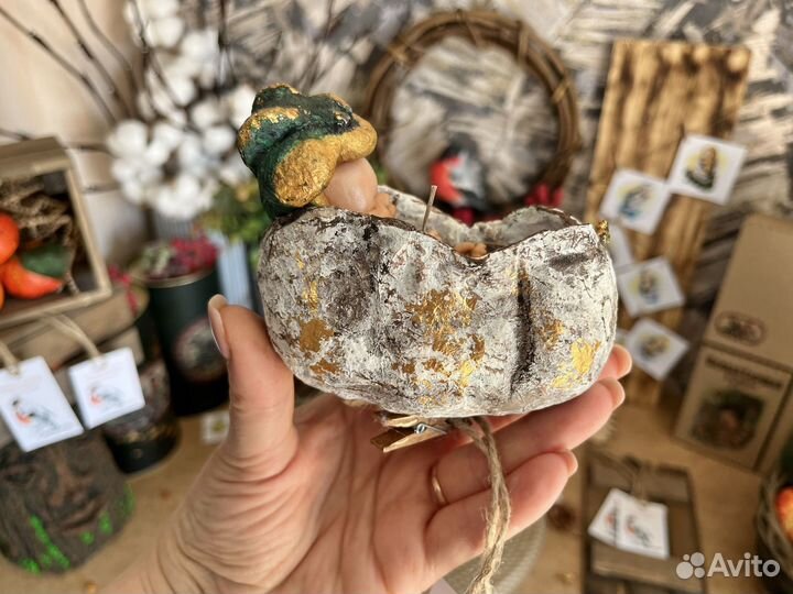 Ватная ёлочная игрушка Змея