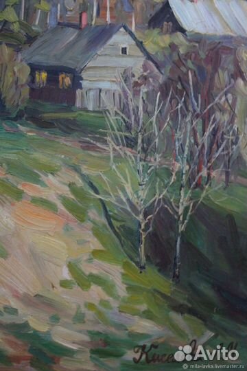 Картина маслом живопись деревенский пейзаж