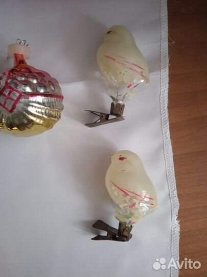 Елочные игрушки СССР Часы, Домики