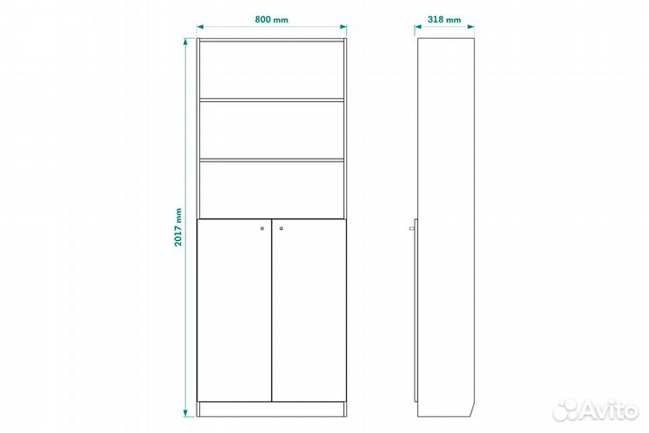 Стеллаж Вилли 202-80 с дверями 97