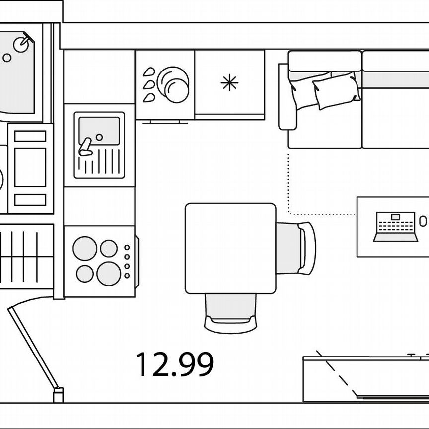 Квартира-студия, 20,6 м², 8/9 эт.