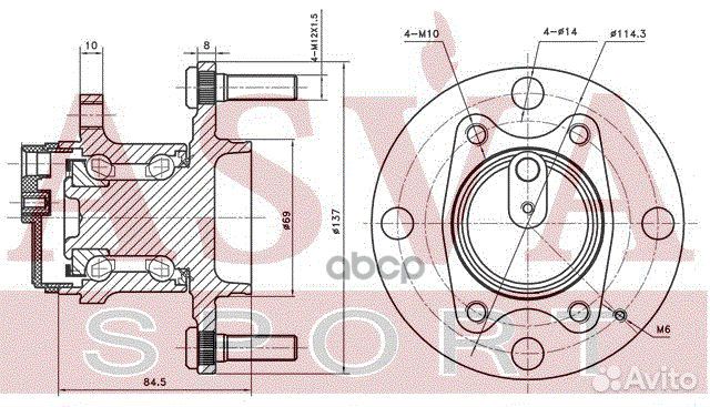 Ступица колеса с abs зад прав лев Asva 517501D000