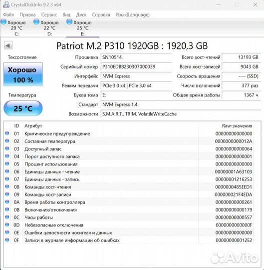 SSD patriot p310 M2 2tb