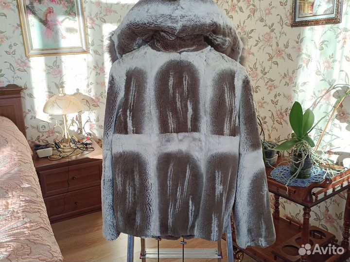 Норковый полушубок с капюшоном лиса размер 46 48