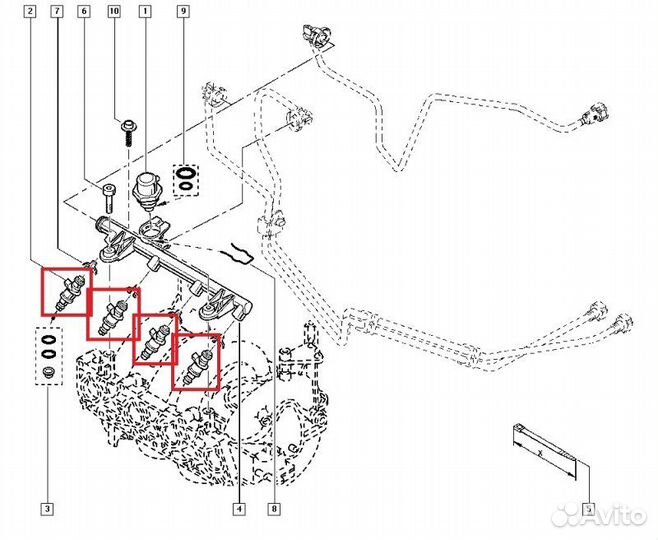 Форсунка топливная Renault Logan 2 L8 K7M812 1.6