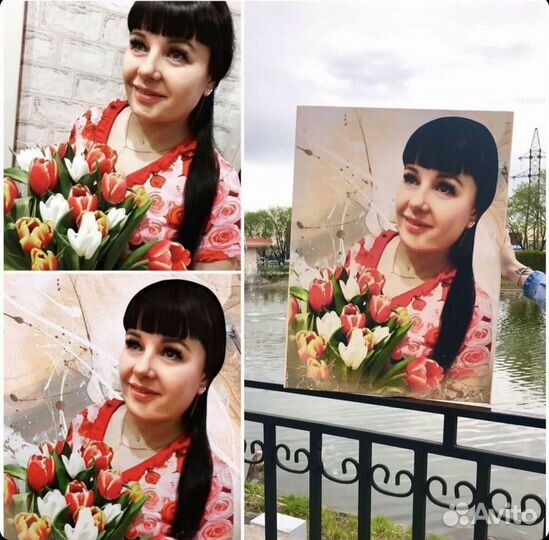 Портрет,Холсты на каркасе,Багетная рамка,Ладелика