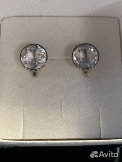 Серьги серебро875 горный хрусталь СССР