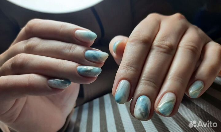 Маникюр с покрытием гель лак, наращивание