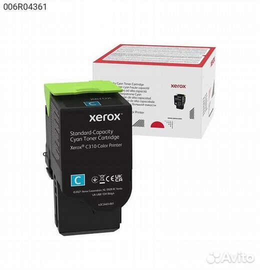 Тонер-картридж Xerox C310 Лазерный Голубой 2000стр