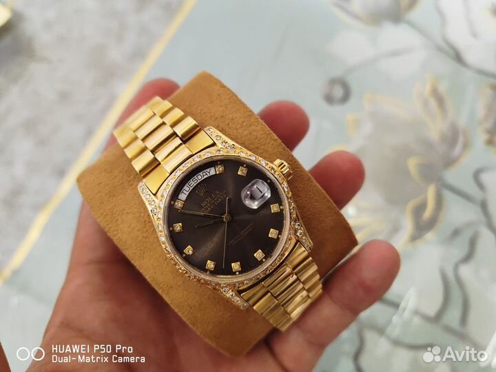 Часы Rolex President DD Y/G Bark Diamond Dial