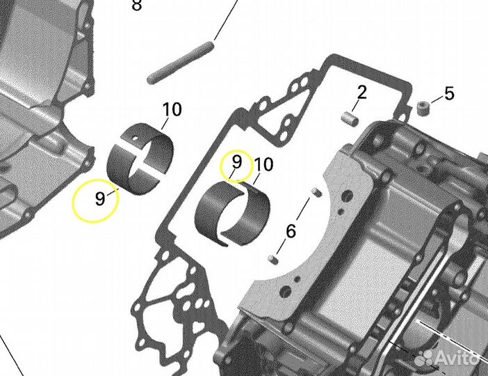 Вкладыш коренной коленвала для BRP Can-Am, Ski-Doo