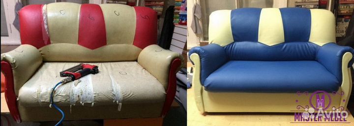 Перетяжка мягкой мебели на дому заказчика