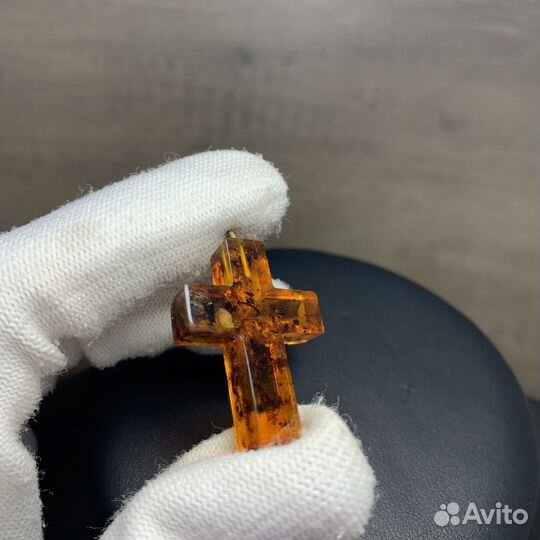 Подвеска Янтарная Крест Янтарь Кулон Ретро