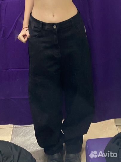 Джинсы черные широкие
