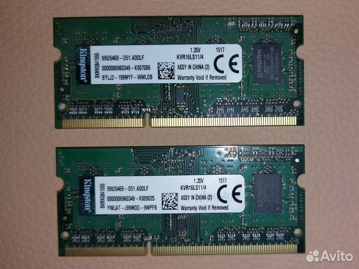 Память Kingston 8гб (4гбx2) KVR16LS11/4