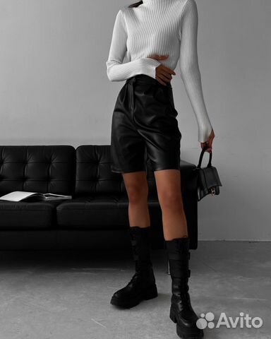 Шорты из эко кожи с высокой талией look online