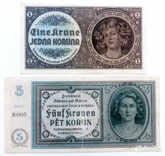 Богемия и Моравия 1+5 крон 1940 (редк)