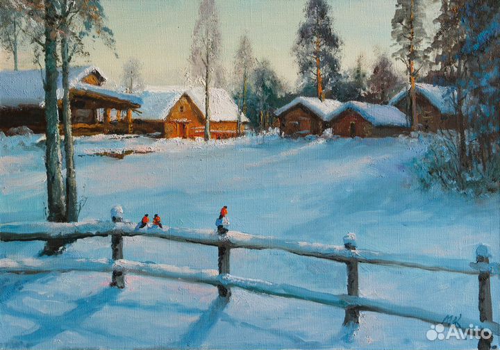 Картина Ясная зимка, снегири. Марк Кремер