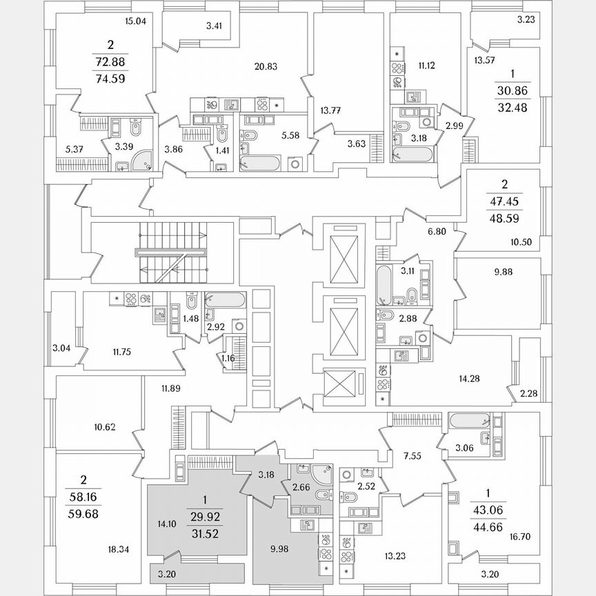 1-к. квартира, 31,5 м², 22/23 эт.