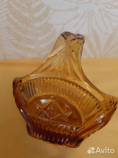 Вазочка корзинка цветное стекло