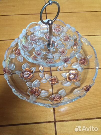 Менажница двух ярусная чешское стекло